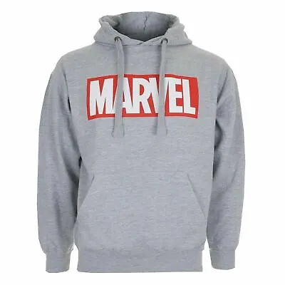 Official Marvel Mens Comics Core Logo Hoodie Jumper Grey S-XXL • £24.99