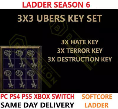 ✅ PC PS4 PS5 XBOX SWITCH✅ LADDER 3x3 KEY SET Uber Diablo 2 Resurrected D2R Items • $4