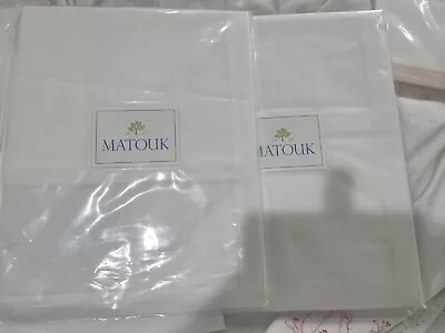 Matouk New 2pc Standard Shams Oberlin 350TC Percale White/White • $109