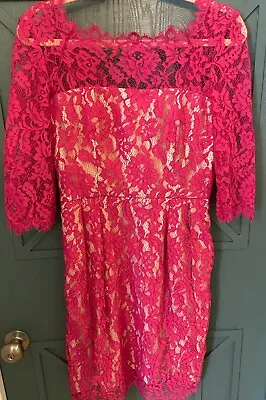 Vtg Milly Of New York Stella Pink Lace Dress Size 8 • $49.99