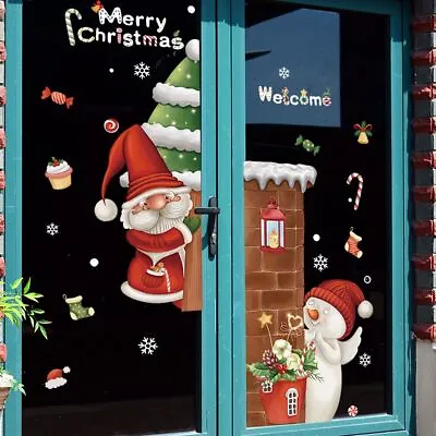 £4.48 • Buy Christmas Xmas Santa Removable Window Stickers Art Decals Wall Home Shop Decor