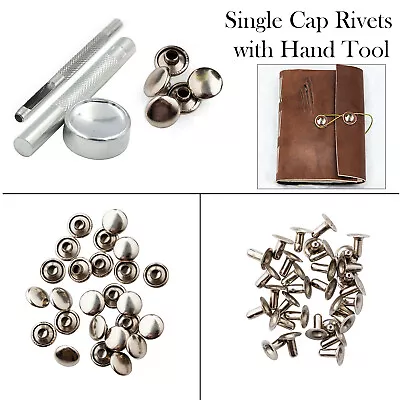 Hand Punching Tool With Flat Head Single Cap Rivets 100pcs For DIY Projects • £9.75