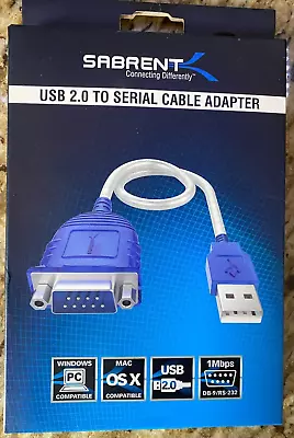 SABRENT USB 2.0 To Serial (9-Pin) DB-9 RS-232 Adapter Cable 1ft Cable • $9.99