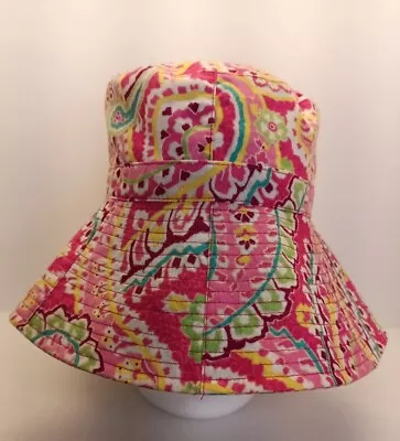 Vera Bradley Beach Hat Bucket Floral Reversible Melon Pink Paisley Free Shipping • $19.95