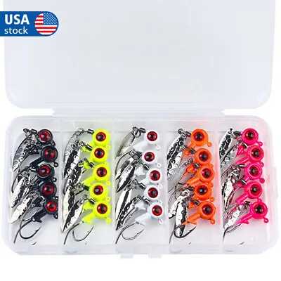 50pcs/Box Spoon Lead Jig Head Fishing Hooks Jigs Crappie Lures Bait Bass Kit USA • $20.62