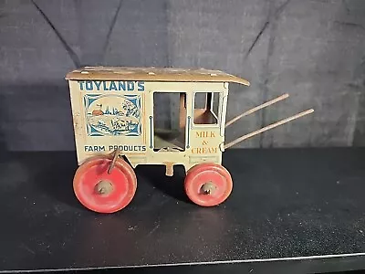 Marx Toyland's Farm Products Horse Drawn Milk & Cream Tin Litho Wagon Great • $159.99