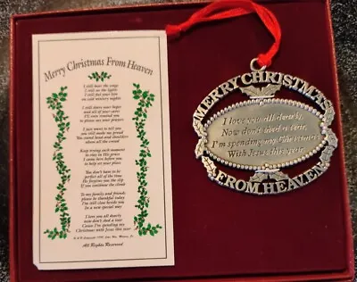 Merry Christmas From Heaven Pewter Ornament Loved One Memorial Tree Decoration • $15