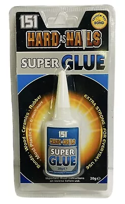 151 Hard As Nail Super Glue Quick To Bond Ext Strong Metal Wood Ceramic Plastic. • £3.29