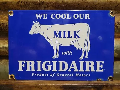 Vintage Frigidaire Porcelain Sign Dairy Farm Milk Cow General Motors Ice Cooler • $185.46