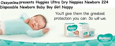 $84.99 • Buy Huggies Ultra Dry Nappies Newborn 224 Disposable Newborn Baby Boy Girl Nappy