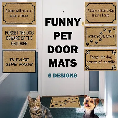 Door Mat Cat Dog Pet House Entrance Mat Non-Slip Coir Rug Indoor Outdoor • £9.49
