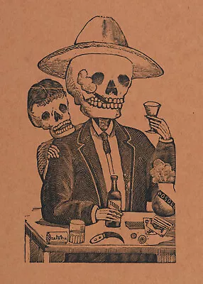 Manuel Manilla - Skeleton Figure In Bar With Wife (1880s) - 17  X 22  Art Print • $79.99