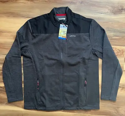NEW ORVIS Bonded Mesh Full Zip Up Fleece Black Gray Jacket Mens Large • $26.99