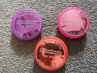 3 X Flashmob Vibrant Effect Hair Chalk Wash Out Pink Red Purple  • £3