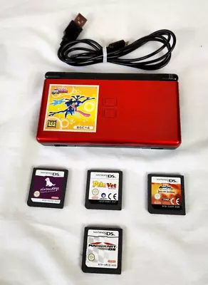 Nintendo DS Lite Red + 3 Games + Stylus + USB Charger Cable Tested Working VGC • $119