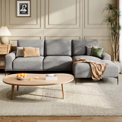 3 Seater Corner Sofa L-Shape Sofa With Right Hand Chaise Longue Sofas Light Grey • £459.95