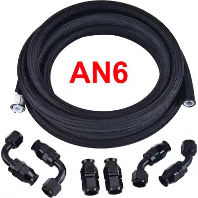  AN6 AN8 AN10 Fuel Line Hose Oil Gas Line Braided Nylon PTFE E85 Pipe 10ft Black • $39.99