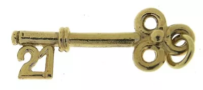 21st Birthday Key Pendant Charm Vintage Solid 9ct Yellow Gold Traditional Design • £87