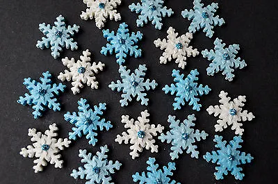 12  Edible Snowflakes Christmas Cake Toppers. Edible Birthday Cake Decorations. • £8.95