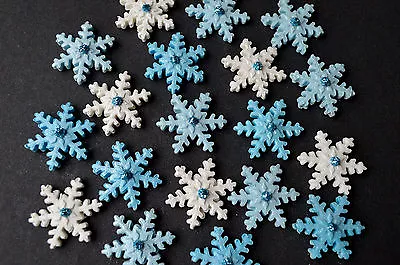 £9.95 • Buy 24  Edible Snowflakes Christmas Cake Toppers. Edible Birthday Cake Decorations.