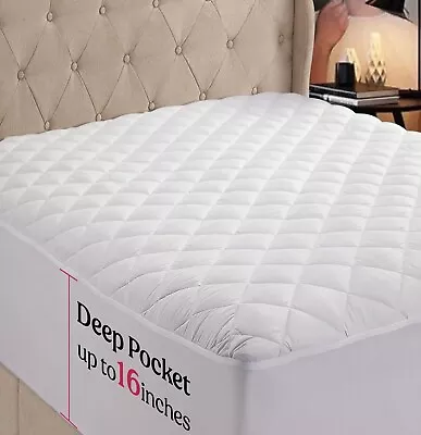 Quilted Mattress Pad 16'' Deep Pocket Mattress Topper Fitted Protector Bed Cover • $19.38