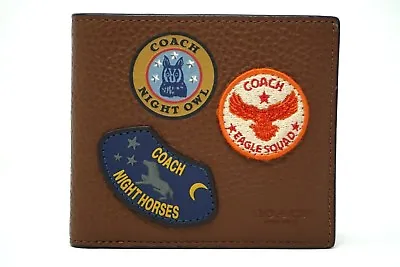 Coach Men’s Military Patches Leather Saddle Double Billfold Wallet F30775 • $99