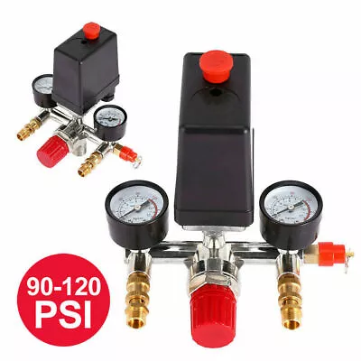 90-120PSI Air Compressor Pressure Switch Control Valve Manifold Regulator Gauges • $40.98