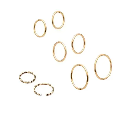 18ct Gold On Silver 925 Hinged Sleeper Hoop Earrings -6mm 8mm 10mm 12mm 16mm • £7.99