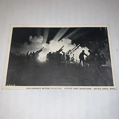 Vintage Postcard 1936 Anti-Aircraft Battery In Action Battle Creek Michigan Army • $4.99