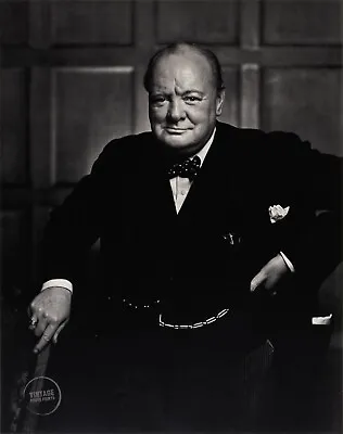 1941 Vintage Yousuf Karsh Photo Print Portrait Winston Churchill Engraving 13x15 • $102.54