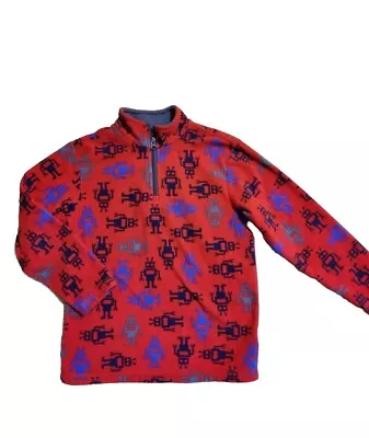 Hanna Andersson Boys Pullover Fleece Jacket Robot Outwear 130 Size 8 EUC • $13.99