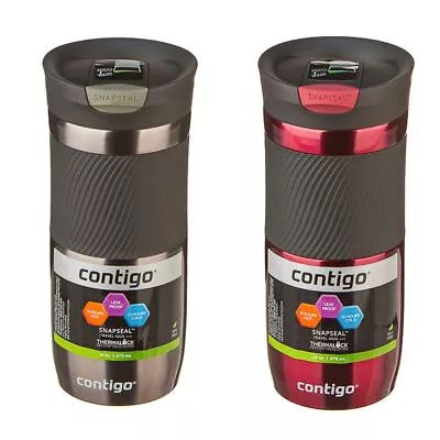 $58.99 • Buy 2 X New Contigo Byron Snapseal Travel Mug 473ml Coffee Flask BPA Free Thermos