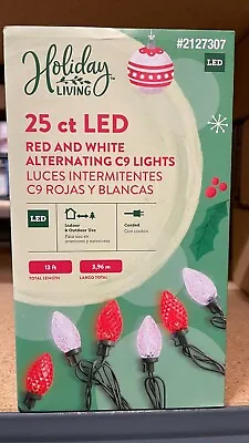 Holiday Living 25 Ct. C9 LED 12Ft. Red And White String Lights • $18.99