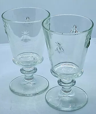 Pair Of (2) La Rochere Paris France Muse Bee Glass Wine Water Goblet 6.25” Tall • $38.99