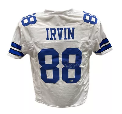 Michael Irvin Autographed/Signed Pro Style Jersey White Beckett 40933 • $279.99