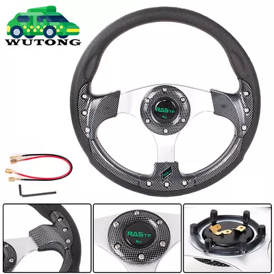 $32.99 • Buy Carbon Fiber Golf Cart Steering Wheel For EZGO Yamaha Club Car DS Cart Parts