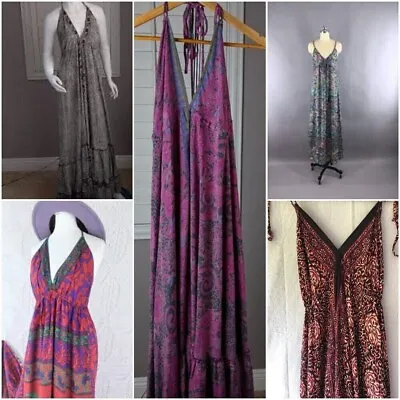 Wholesale Of 5 PC Indian Vintage Sari Silk Backless Maxi Beach Boho Gypsy Dress • $91.99