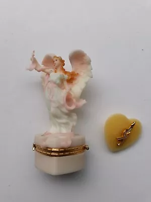 Seraphim Angel Hope Trinket Box With Pin Breast Cancer 1998 Item # 81621 In Box • $19.99