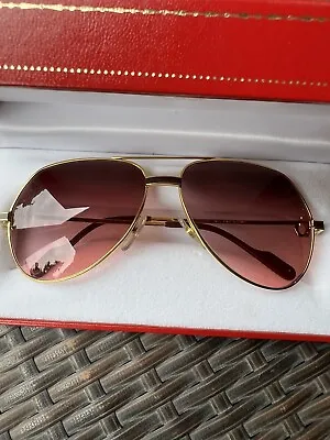 $499 • Buy Vintage Cartier Vendome Laque Sunglasses 59-14-135 Purple To Pink Gradient Lens