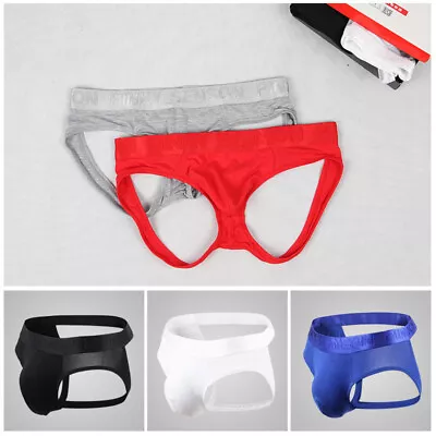 Men's Modal Jockstraps Open Back Underwear Gay Sexy Panties Low Waist Buttocks • $8.29