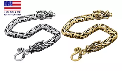 $14.99 • Buy 925 Sterling Silver Dragon Bracelet Golden Silver Lucky Stylish Cool And Fashion