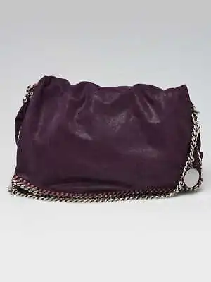 Stella McCartney Purple Shaggy Deer Faux Leather Falabella Fold Over Flap Mes... • $345