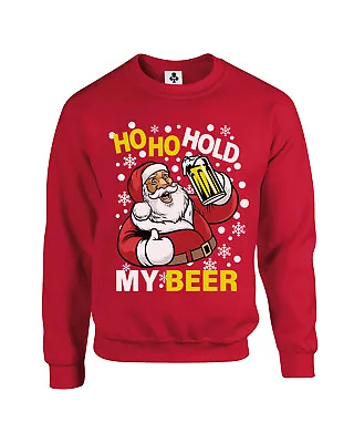 £19.95 • Buy Ho Ho Hold My Beer Funny Christmas Jumper Xmas Alcohol Sweatshirt