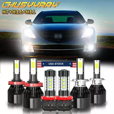 For Mazda 6 2009-2010 6PCS 6000k LED Headlight High&Low Beam Fog Light Bulbs Kit • $29.99