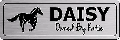 Personalised Metal Horse Door Sign Stable Plaque Custom Name Plate Gold Silver • £4.99