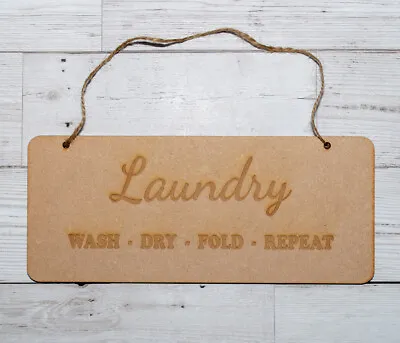 Wooden Laundry Sign Plaque • £4.99