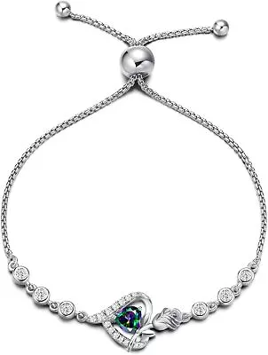 Birthstone Bracelet Mothers Day Gifts For Mom Sterling Silver Genuine Or Created • $167