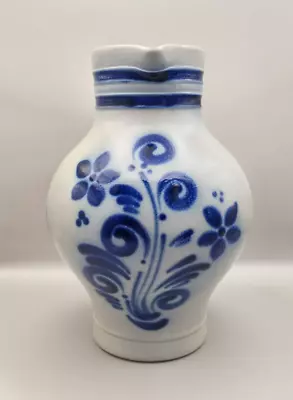 RARE Reinhold Merkelbach Echt Salzglasiert Salt Glazed Blue Pottery Pitcher 1.5L • $59.99