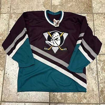 Vintage  CCM Anaheim Mighty Ducks Hockey Jersey NHL Tag Marked 1993.  Size M NWT • $21.50