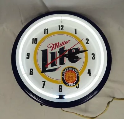 Miller Lite Beer Rare Neon Clock 19-1/2”  WORKS GREAT !! • $249.99